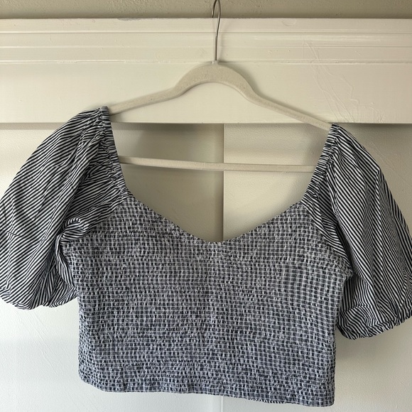 J. Crew Puff Sleeve Striped Cropped Top - Picture 8 of 12